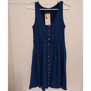 BTFBM Women Summer Sleeveless Tank Mini Dress, Blue, S